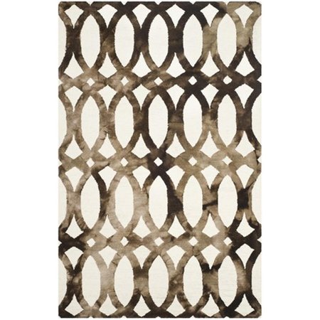 SAFAVIEH Dip Dyed Hand Tufted Rectangle Rug- Ivory - Chocolate- 4 x 6 ft. DDY675E-4